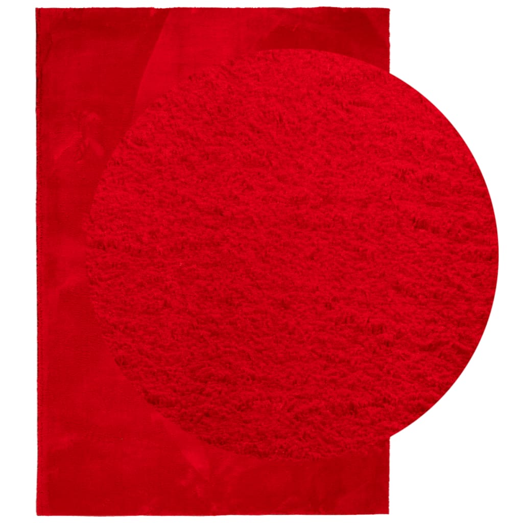Килим HUARTE с къс косъм, мек и миещ се, червен, 160x230 см
