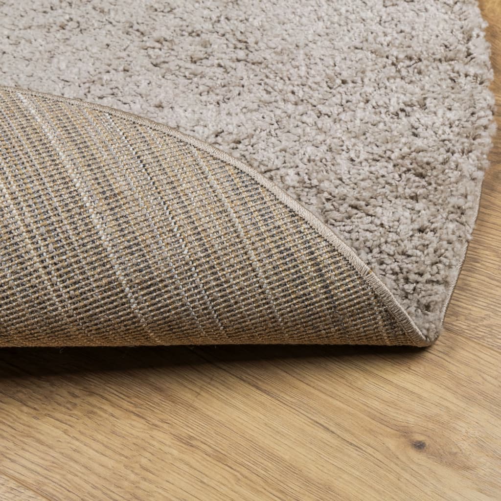 Шаги килим с дълъг косъм, модерен, бежов, Ø 200 cm