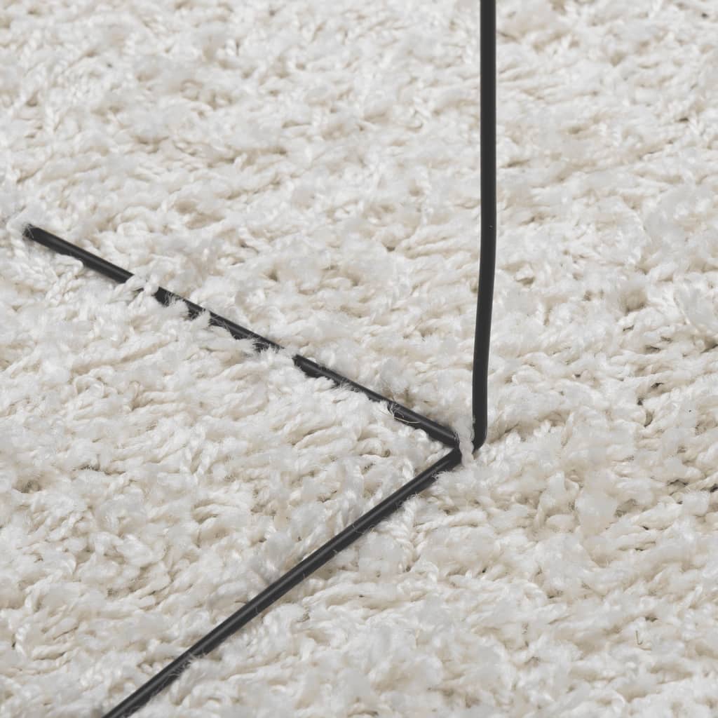 Шаги килим с дълъг косъм, модерен, кремав, Ø 240 см