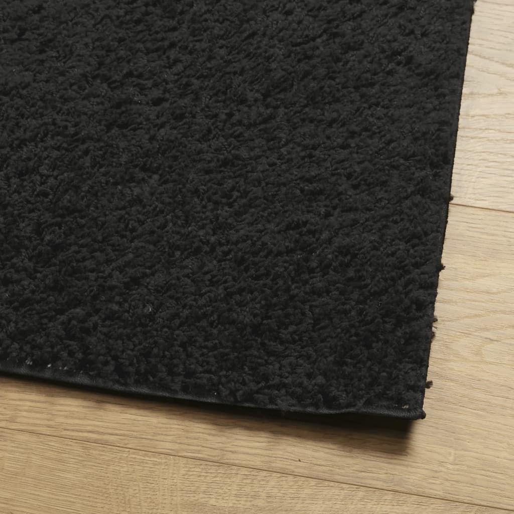 Шаги килим с дълъг косъм, модерен, черен, 200x200 см