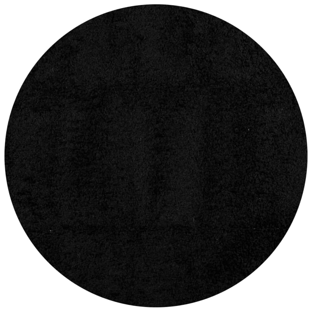 Шаги килим с дълъг косъм, модерен, черен, Ø 200 cm