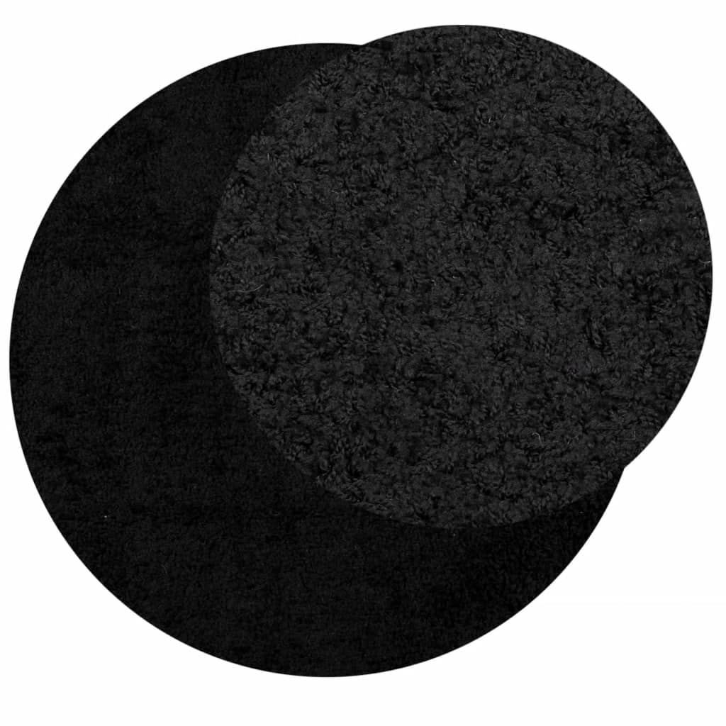 Шаги килим с дълъг косъм, модерен, черен, Ø 280 cm