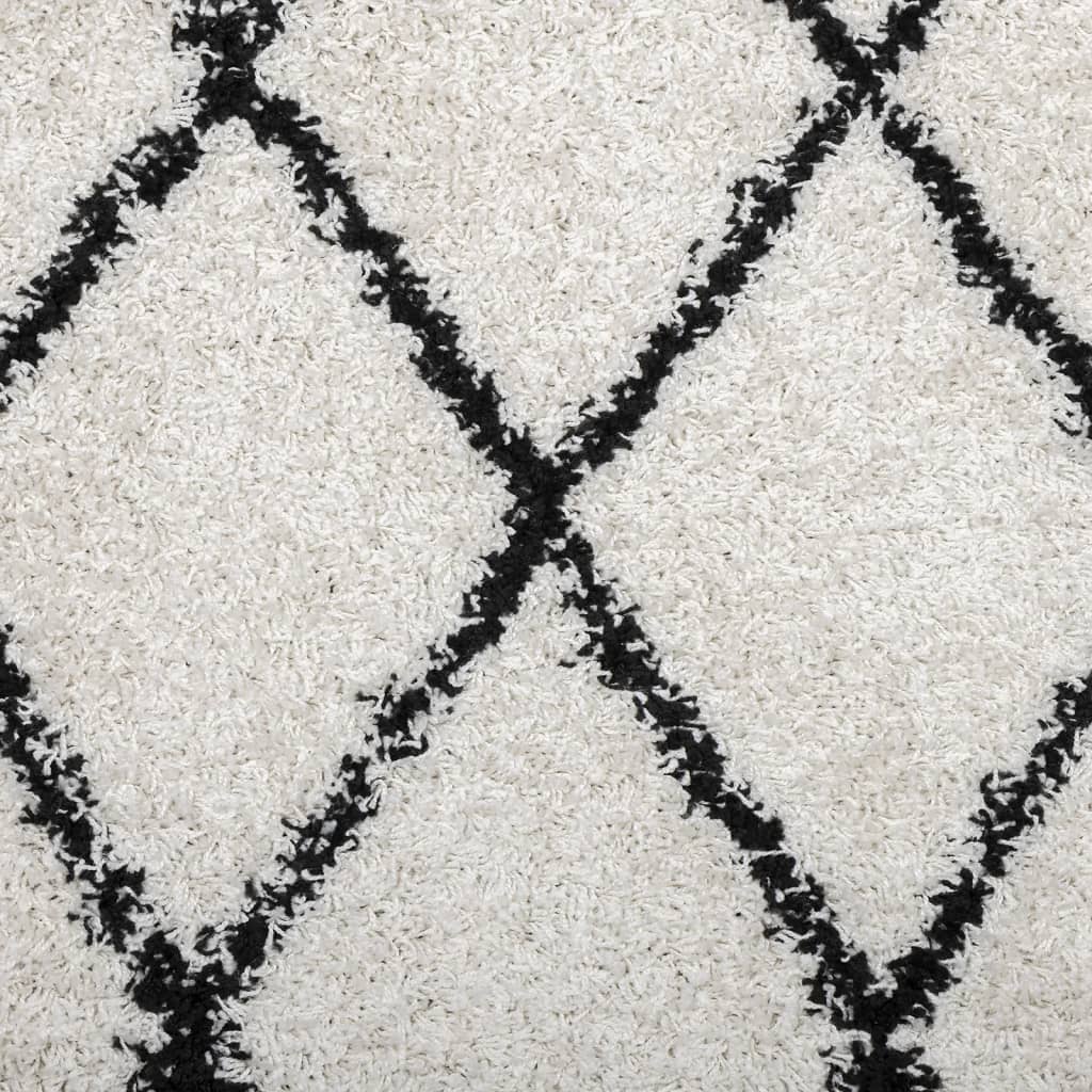 Шаги килим с дълъг косъм, модерен, кремав и черен, 240x240 см