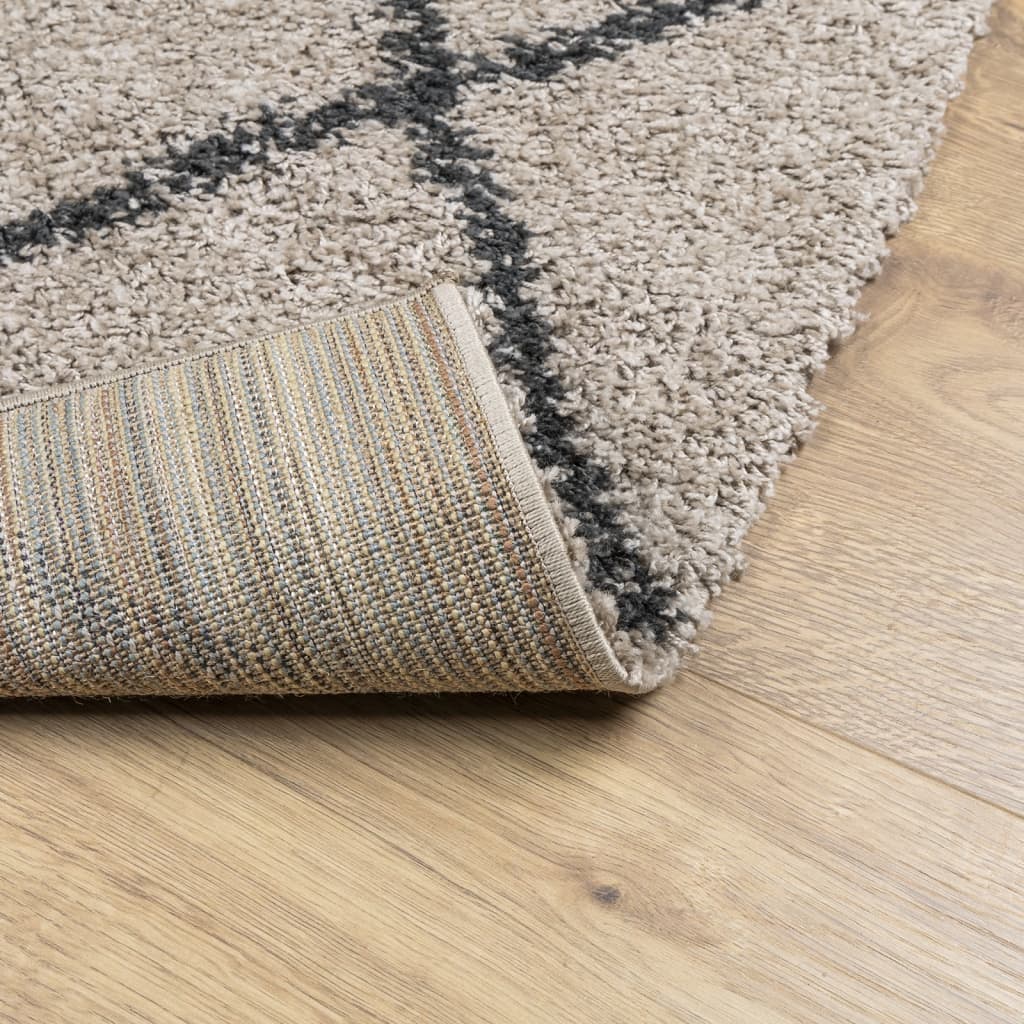 Шаги килим с дълъг косъм, модерен, бежов и антрацит, 160x230 cm
