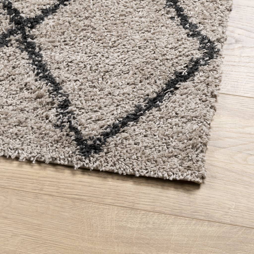 Шаги килим с дълъг косъм, модерен, бежов и антрацит, 200x200 cm