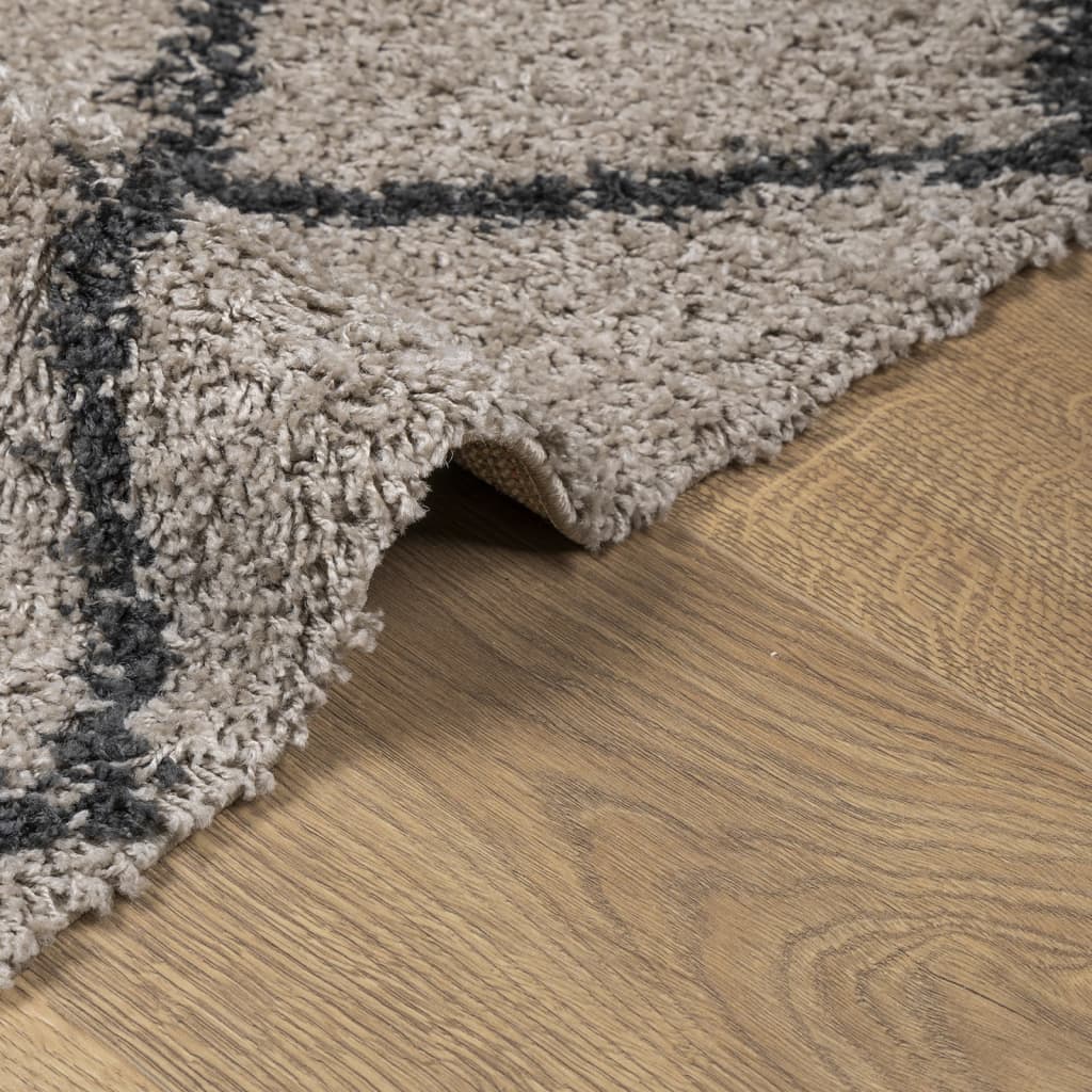 Шаги килим с дълъг косъм, модерен, бежов и антрацит, 240x240 cm
