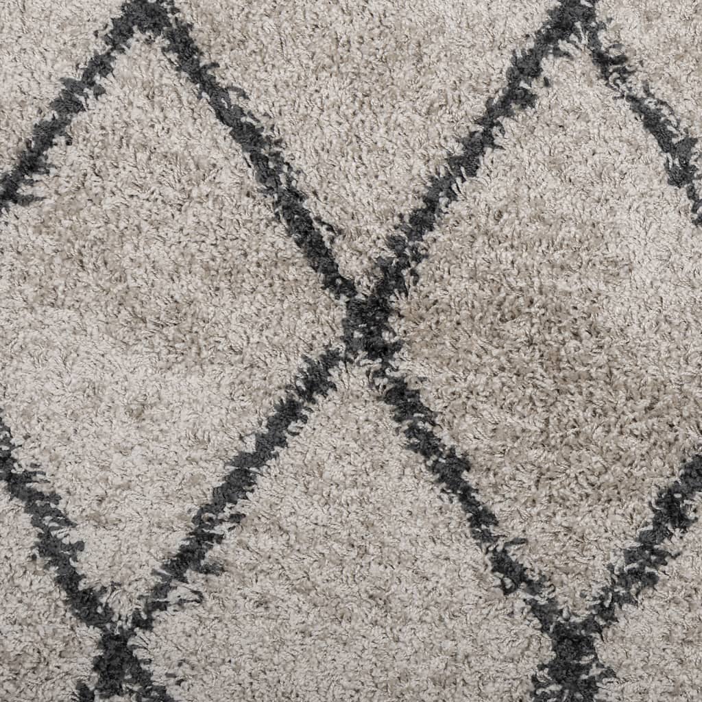 Шаги килим с дълъг косъм, модерен, бежов и антрацит, 240x240 cm