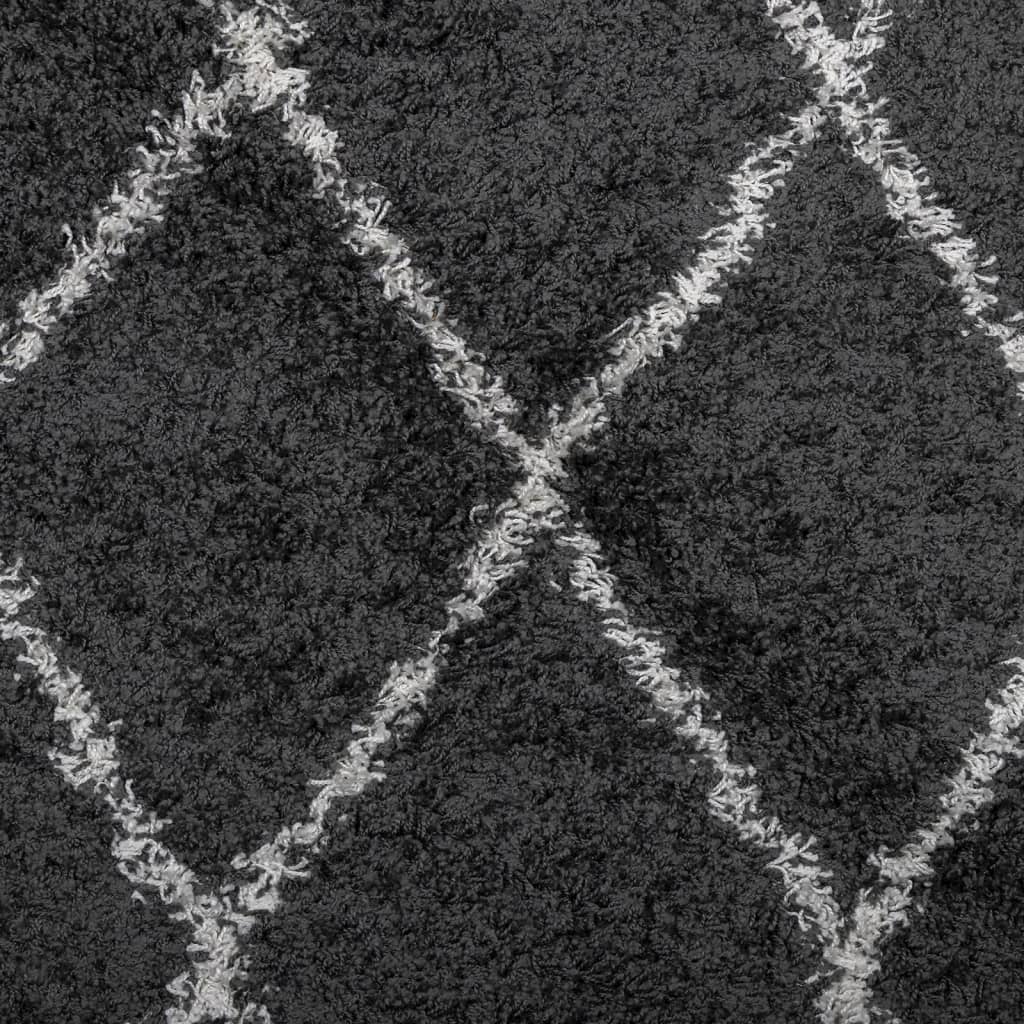 Шаги килим с дълъг косъм, модерен, черен и кремав, 200x280 см