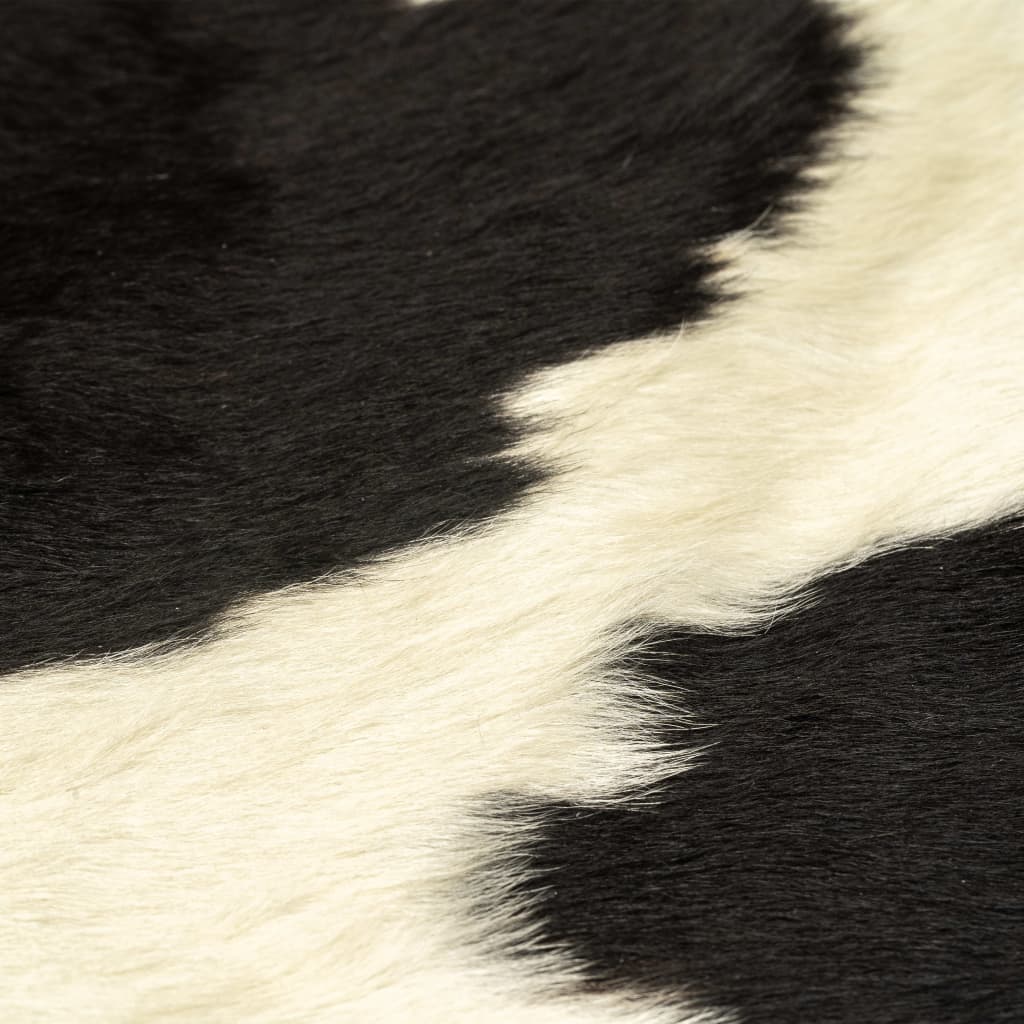 Килим, естествена телешка кожа, черно и бяло, 180x220 см