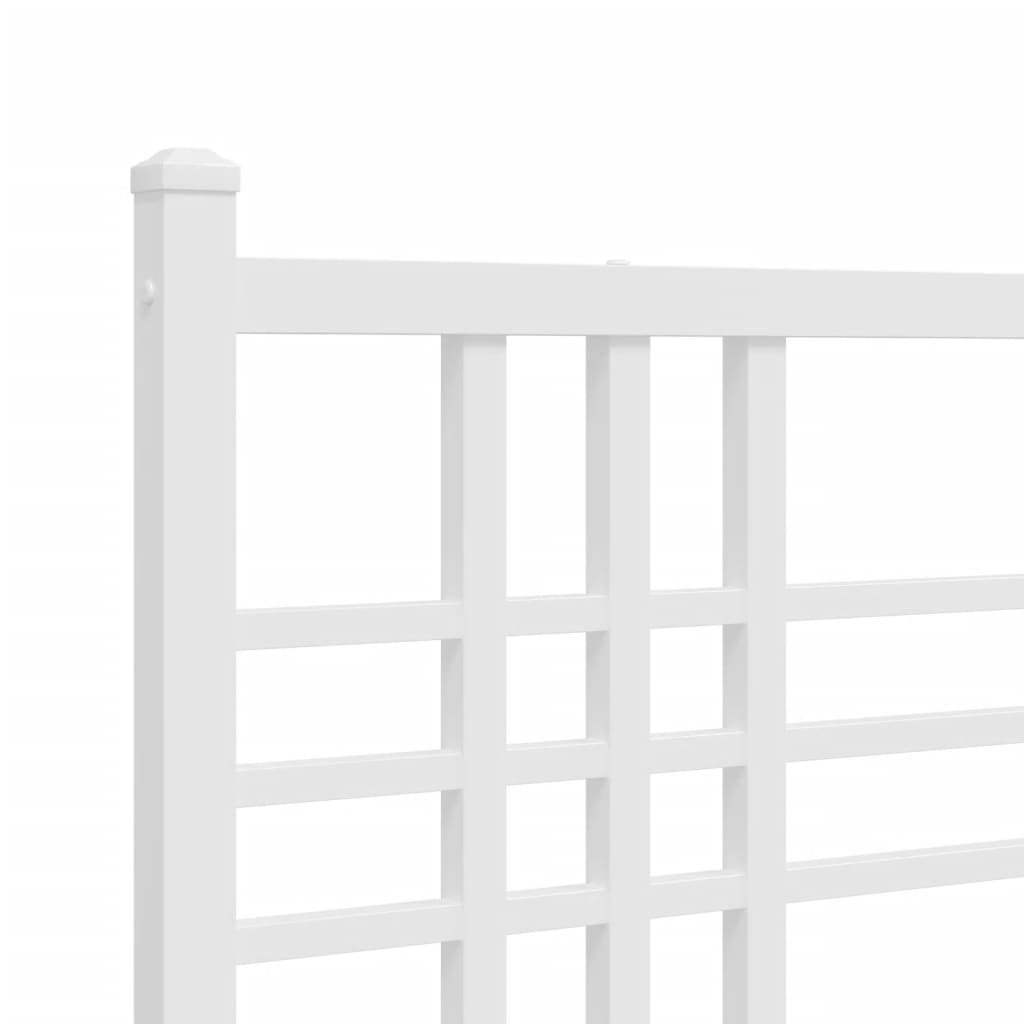 Метална рамка за легло с горна табла, бяла, 160x200 см