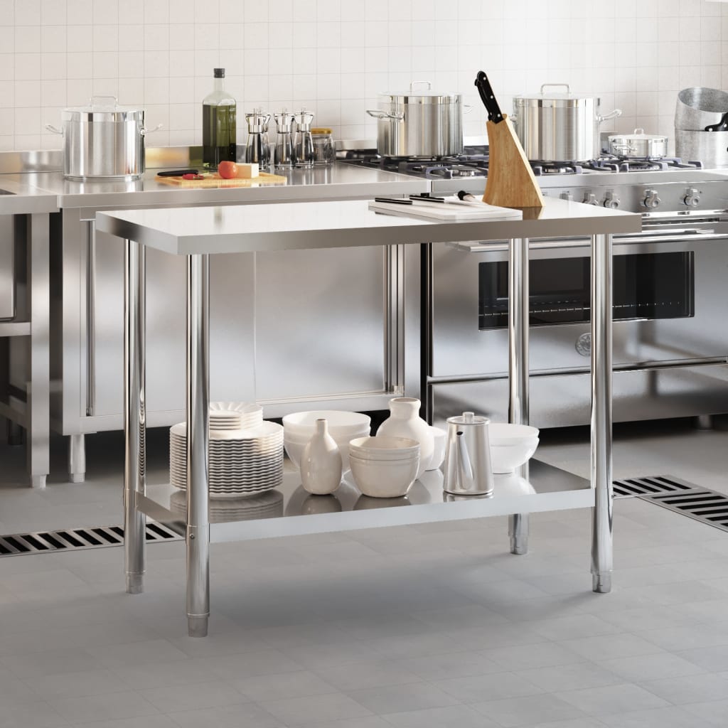Кухненска работна маса, 110x55x85 см, неръждаема стомана