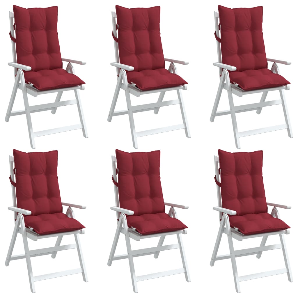Възглавници за столове с облегалка 6 бр виненочервен плат