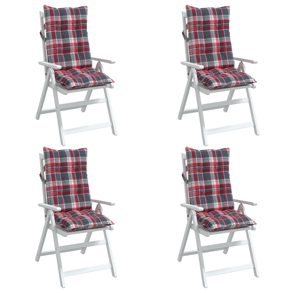Възглавници за стол с облегалка 4 бр червено каре Оксфорд плат
