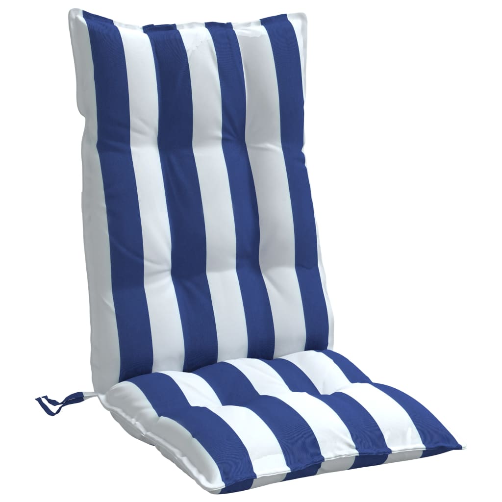 Възглавници за столове с облегалки 4 бр синьо-бели Оксфорд плат