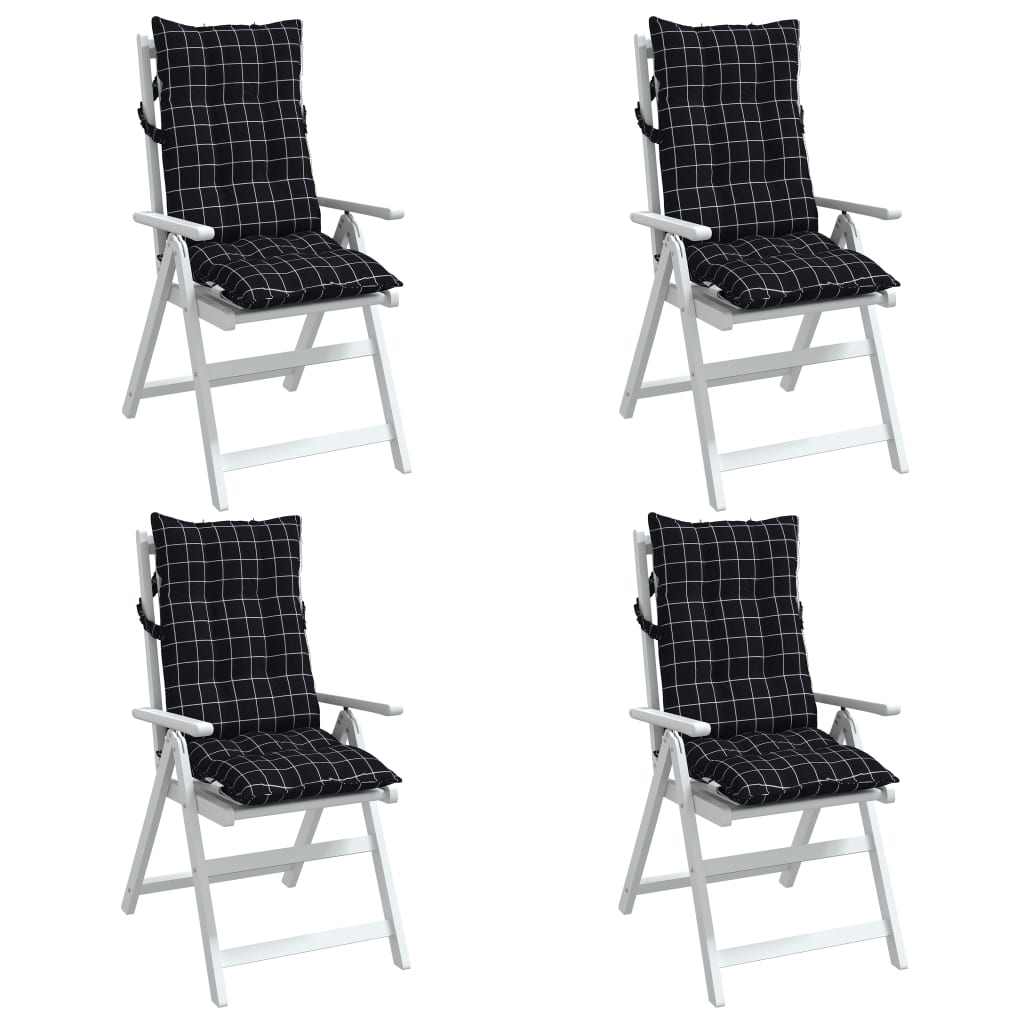 Възглавници за стол с облегалка 4 бр черно каре Оксфорд плат