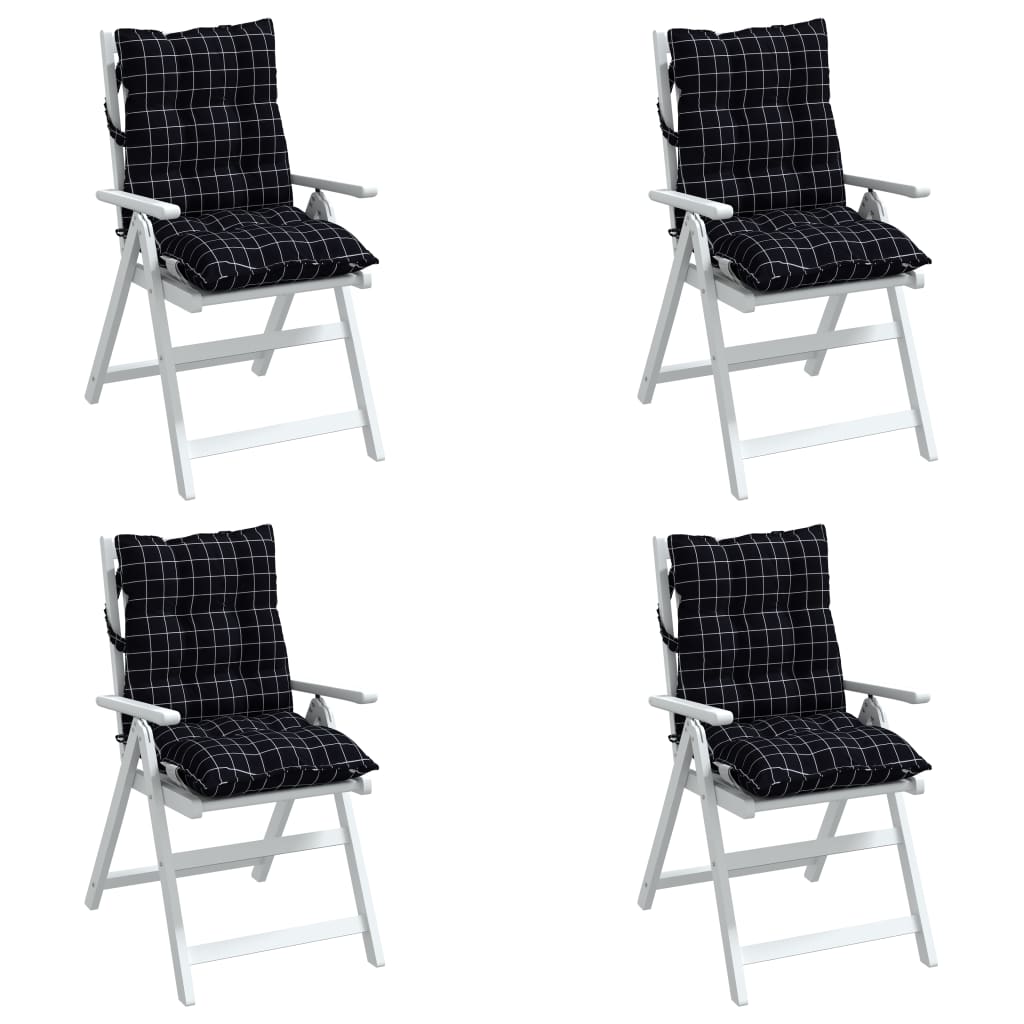 Възглавници за стол ниска облегалка 4 бр черно каре Оксфорд