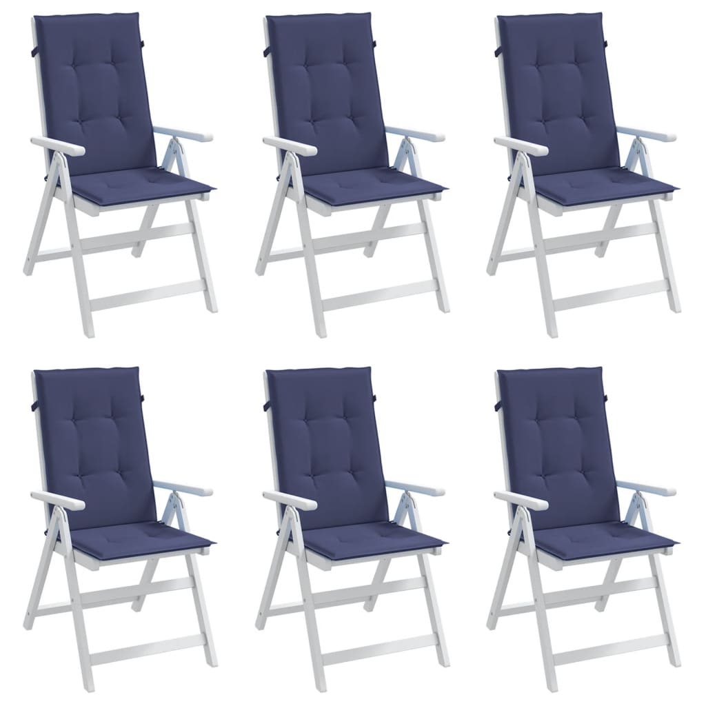 Възглавници за столове с облегалка, 6 бр, нейви син, плат