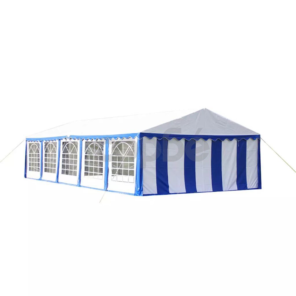 Покрив и странични панели за градинска шатра 10 х 5 м, синьо и бяло
