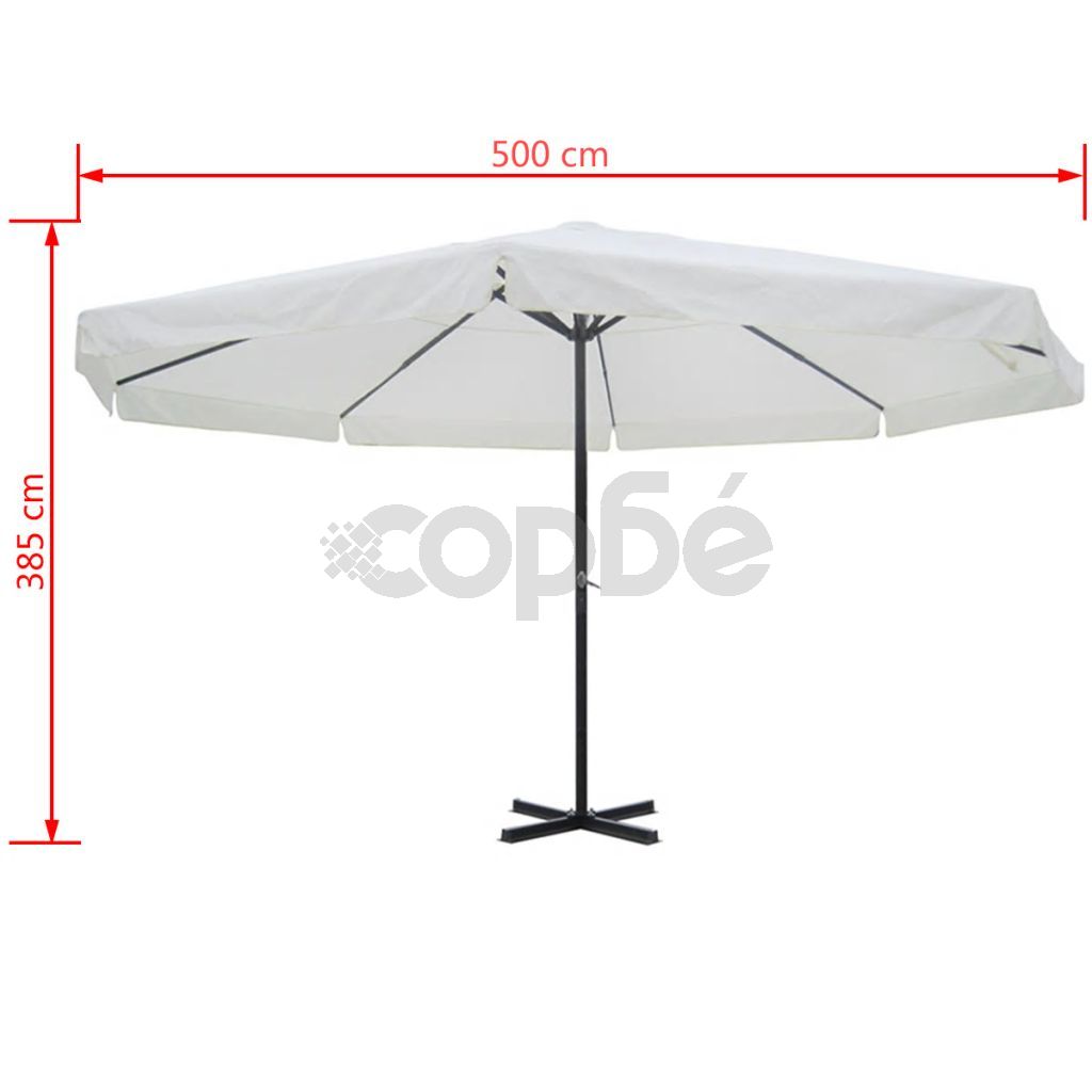 Чадър за слънце, 500 см, бял 