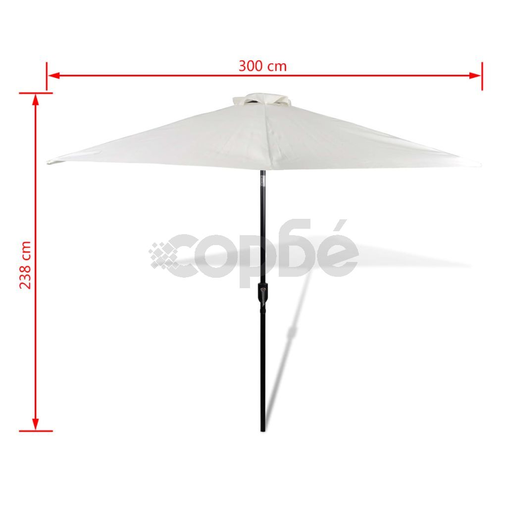 Чадър за слънце, 3м, пясъчно бял, стоманен прът
