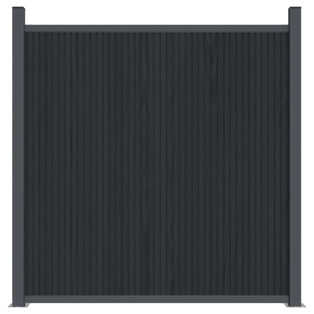 Ограден панел с 2 стълба, сив, 180x186 см, WPC