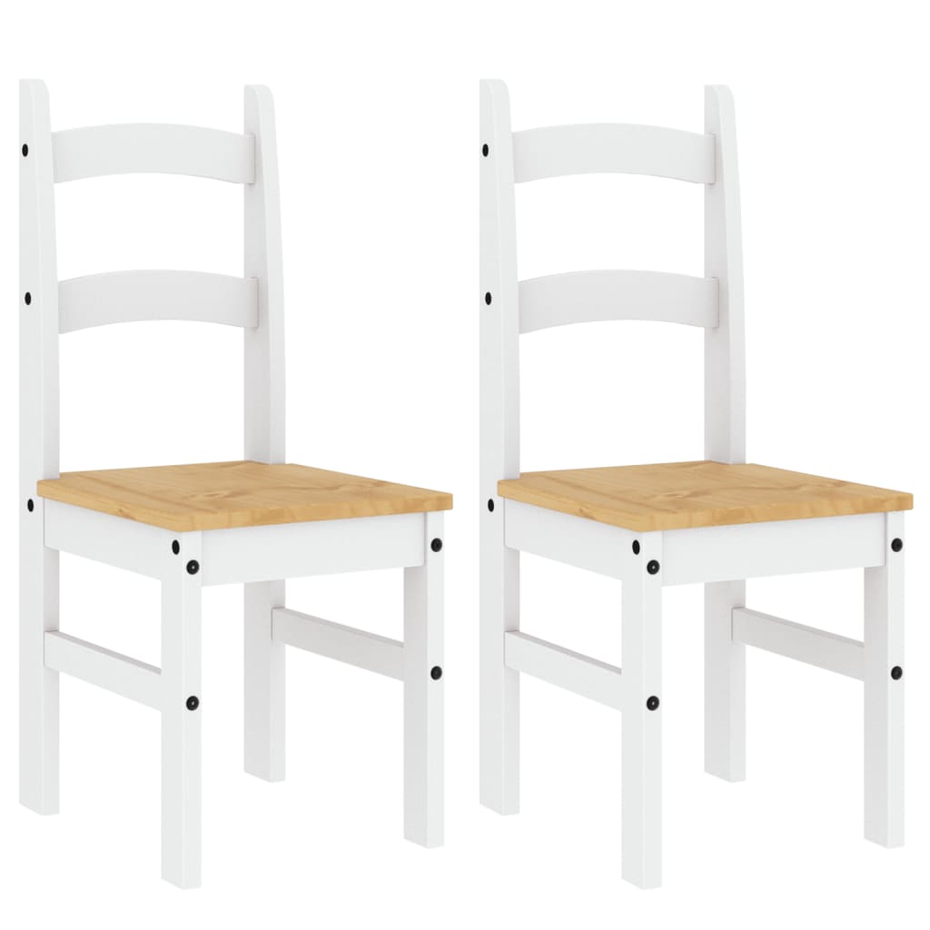 Трапезни столове 2 бр бели 40x46x99 см бор масив