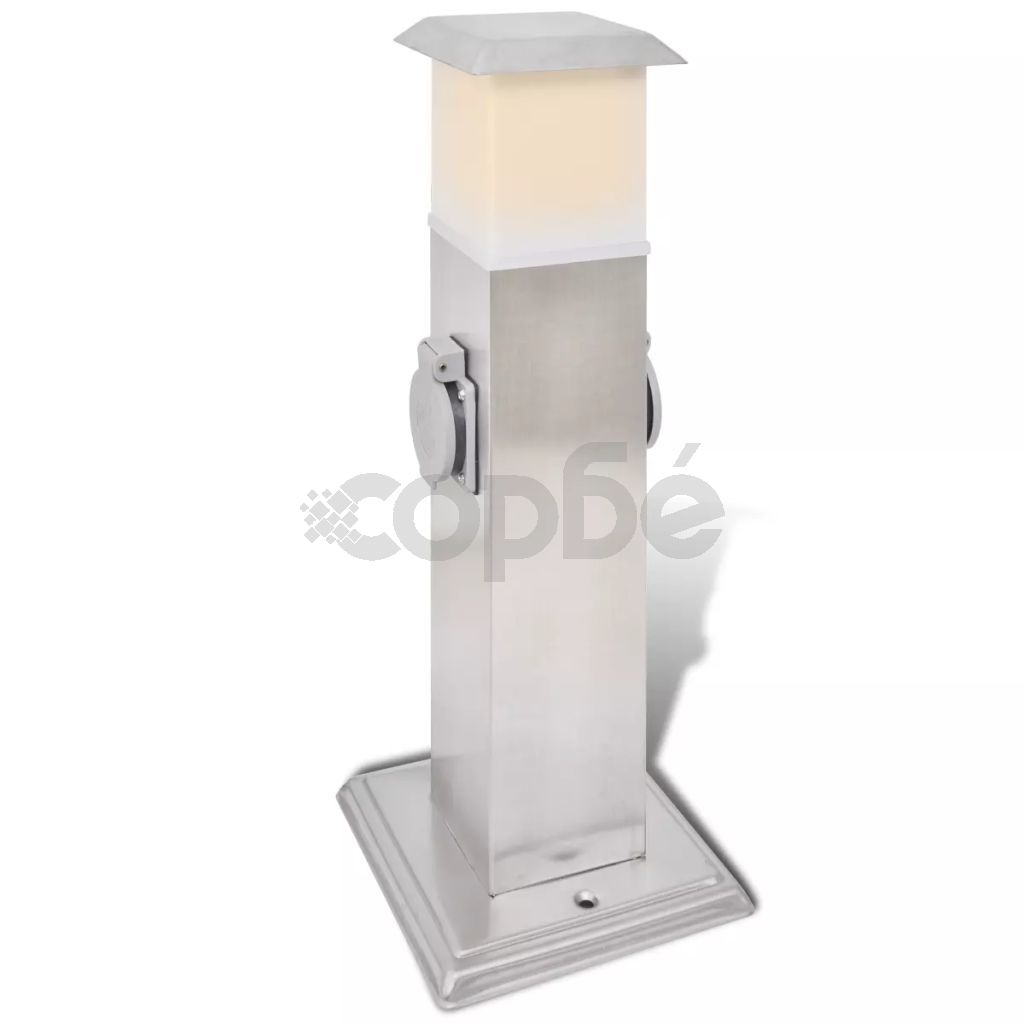 Градинска колона с контакт и лампа от неръждаема стомана