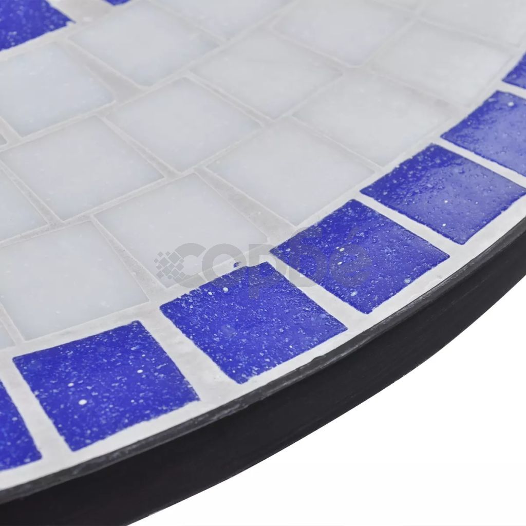 Бистро маса, синьо и бяло, 60 см, мозайка