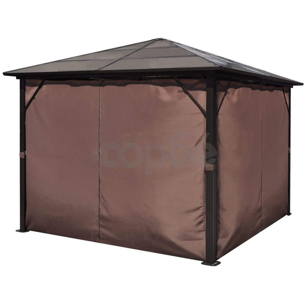 Алуминиева шатра с кафяви завеси, 300 х 300 см
