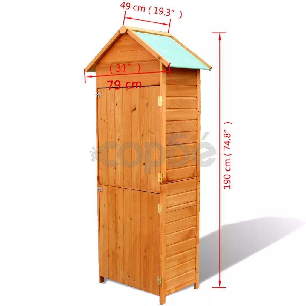 Градински шкаф за съхранение, кафяв, 42,5x64x190 см