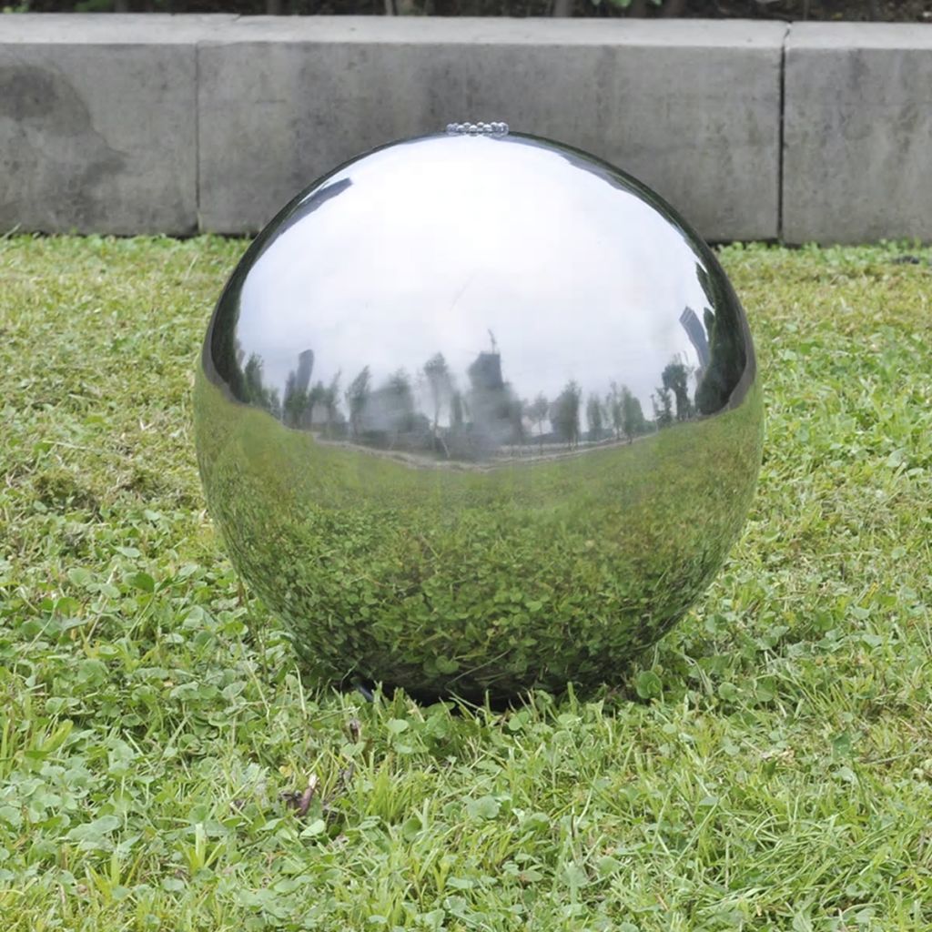 Градинска сфера за фонтан с LED, неръждаема стомана, 30 см
