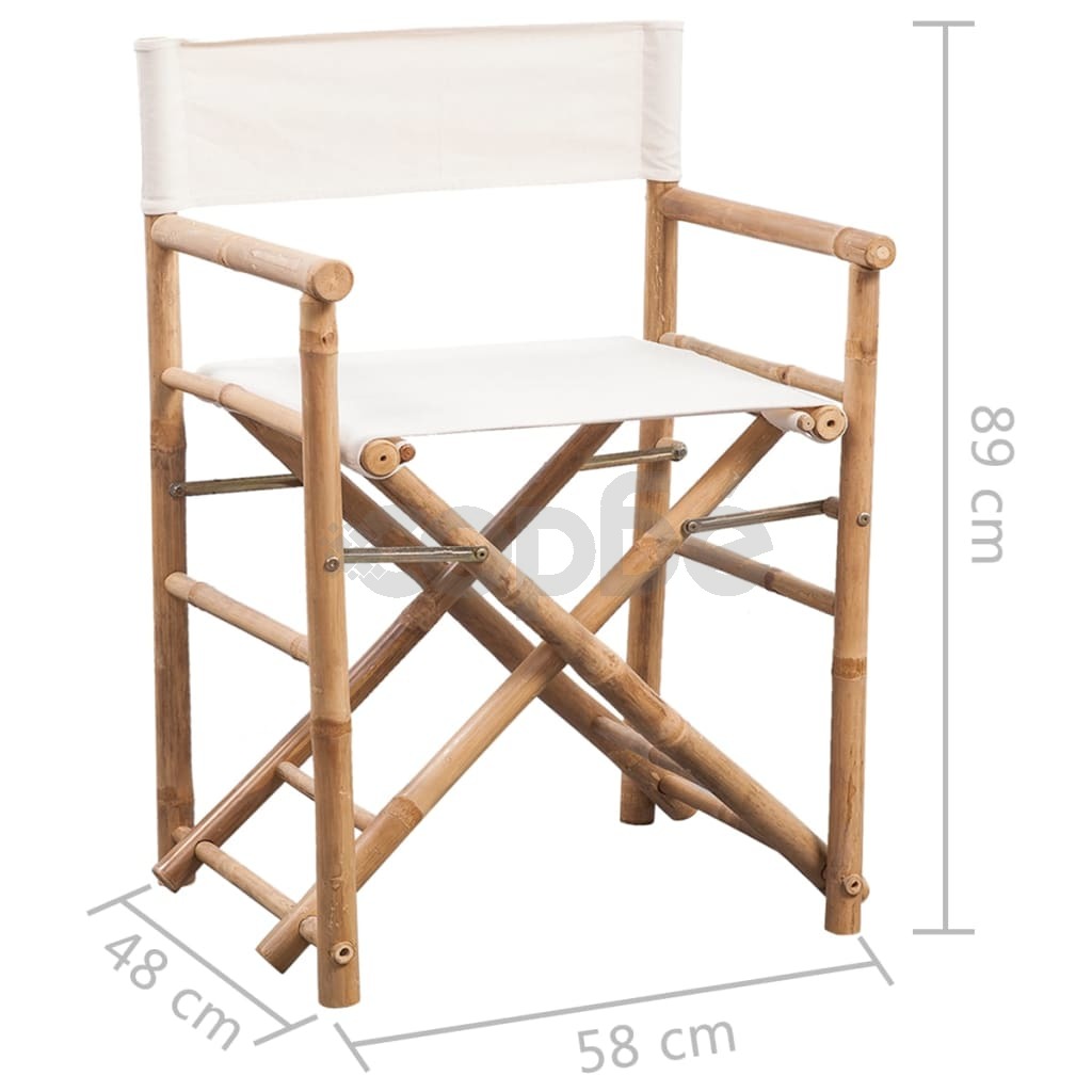 Сгъваем режисьорски стол, 2 бр, бамбук и плат