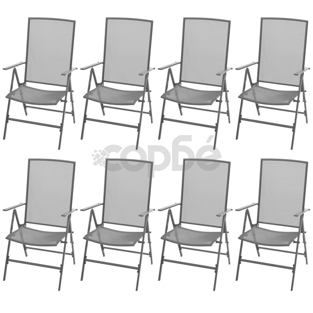 Градински комплект сгъваеми столове 9 части стомана антрацит