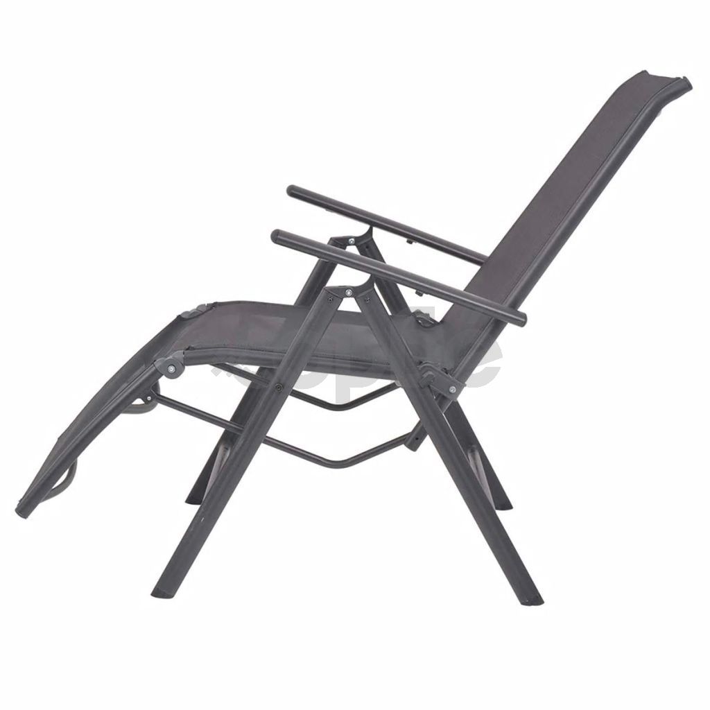 Регулируем стол-шезлонг, алуминий и textilene, черен
