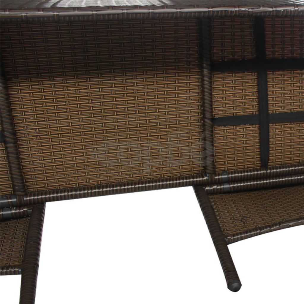 Градинска мека мебел с маса за чай, кафяв полиратан