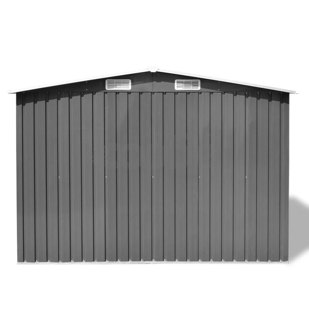 Градинска барака за съхранение, сива, метал, 257x205x178 см