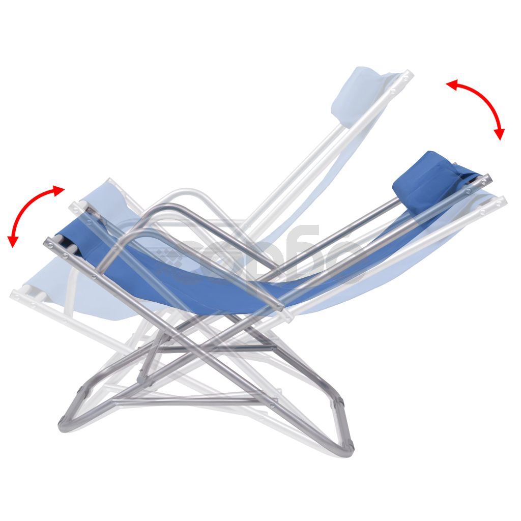 Накланящи се къмпинг столове, 2 бр, стомана, сини