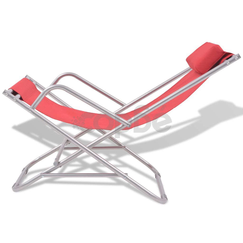 Накланящи се къмпинг столове, 2 бр, стомана, червени