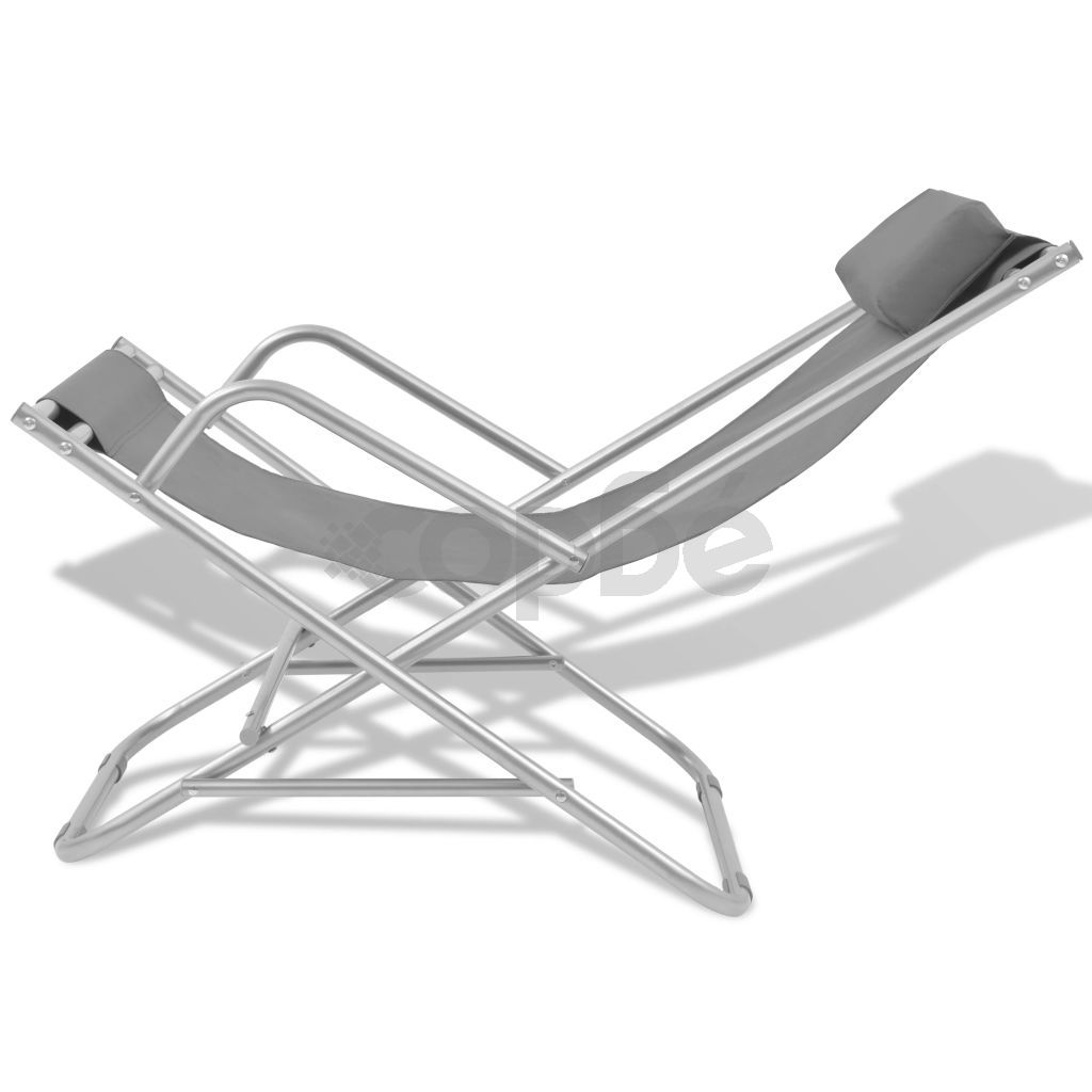 Накланящи се къмпинг столове, 2 бр, стомана, сиви