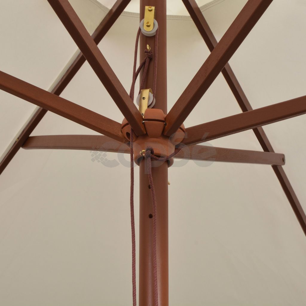 Чадър за слънце, 200x300 см, дървен прът, кремаво бяло