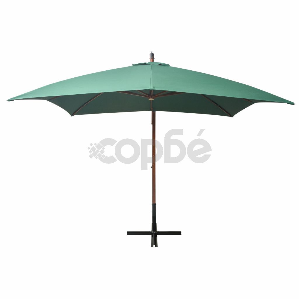 Висящ чадър за слънце, 300x300 см, дървен прът, зелен