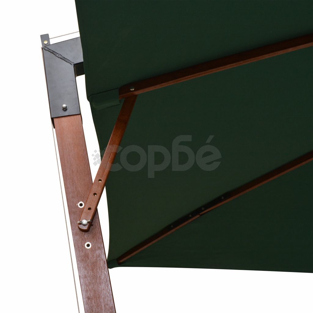 Висящ чадър за слънце, 300x300 см, дървен прът, зелен