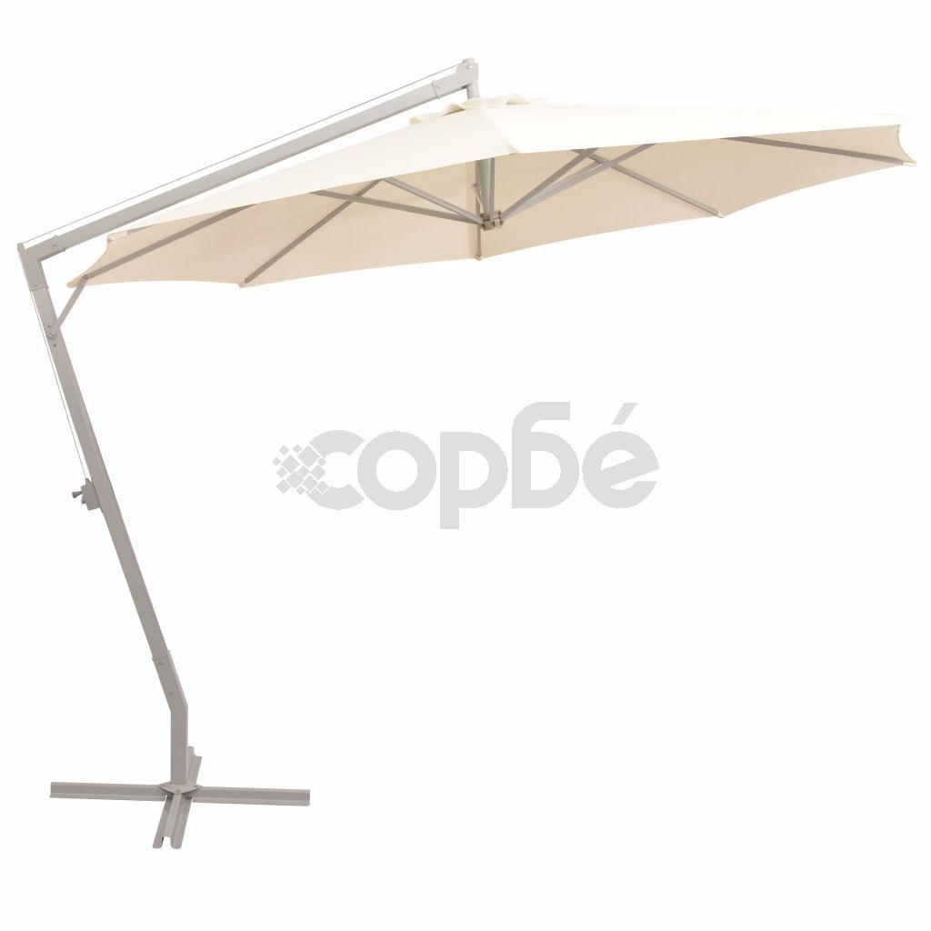 Висящ чадър за слънце, 350 см, алуминиев прът, пясъчен