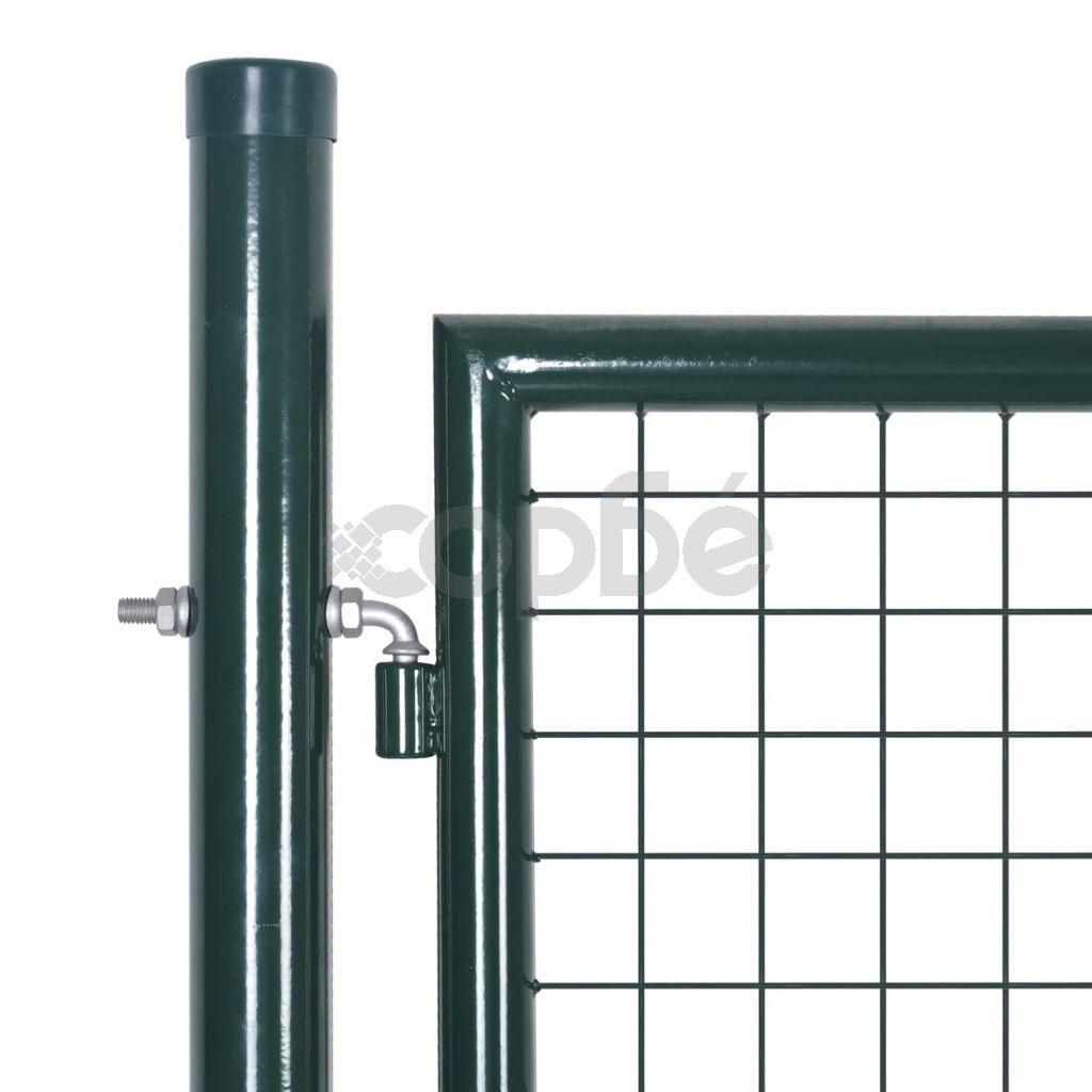 Оградна порта, стомана, 306x175 см, зелена