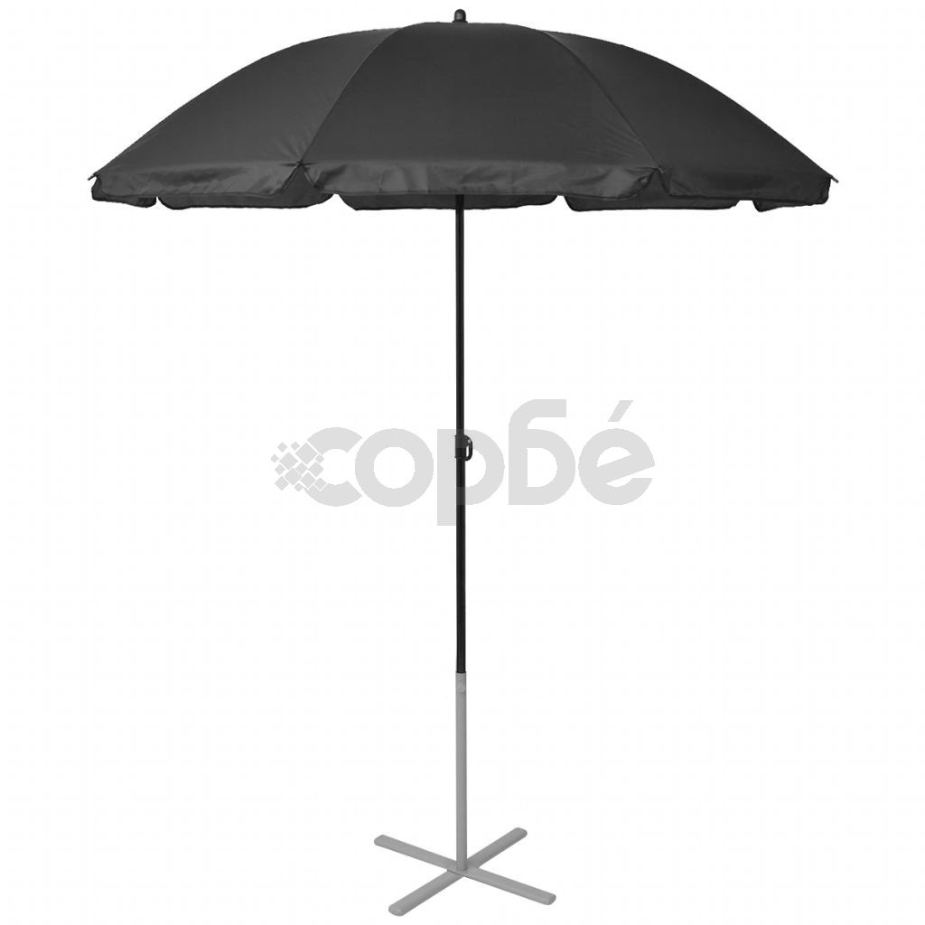 Шезлонги с чадър, алуминий, черни