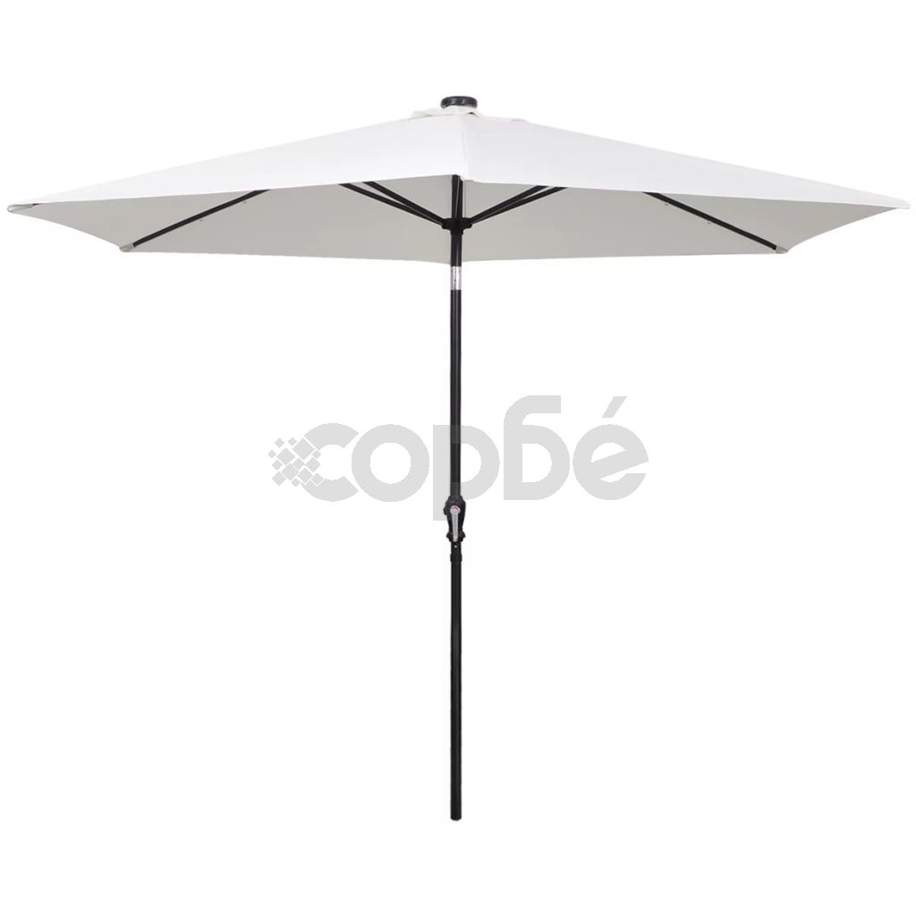 LED конзолен чадър, 3 м, пясъчнобял