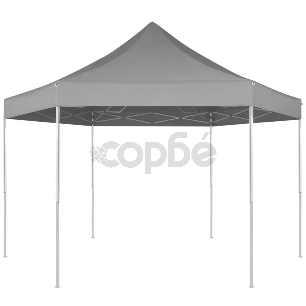 Шестоъгълна pop-up сгъваема шатра, сива, 3,6x3,1 м
