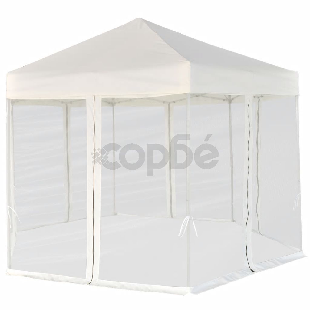 Шестоъгълна pop-up шатра с 6 стени кремавобяла 3,6x3,1 м