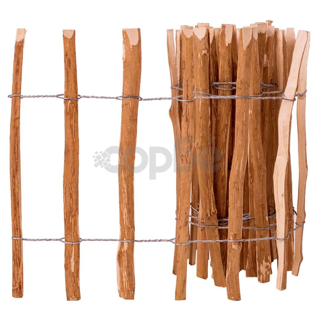 Дървена ограда от колчета, лешниково дърво, 60x500 см