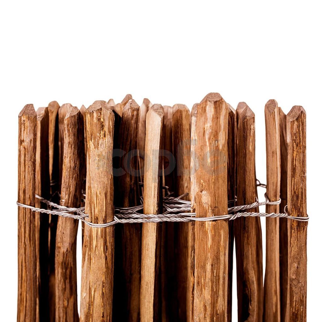 Дървена ограда от колчета, лешниково дърво, 90x500 см